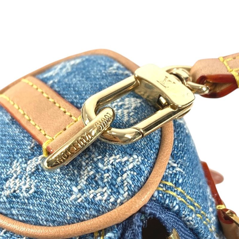 Louis Vuitton Key Holder Bijou Sac Micro Speedy Monogram Denim Blue Handbag