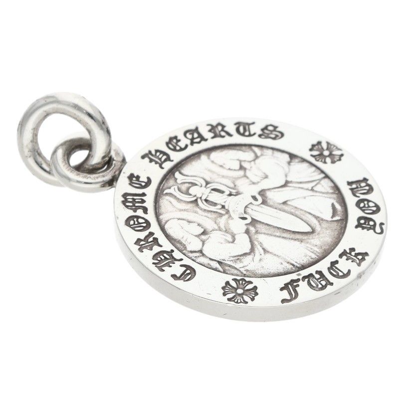 Chrome Hearts Chrm Angl Mdl Angel Medal Charm V1 Silver Necklace Top