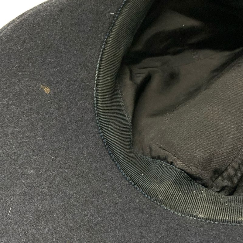 Hermes Cap 60 Dark Navy Black Silver Series Wool Hat
