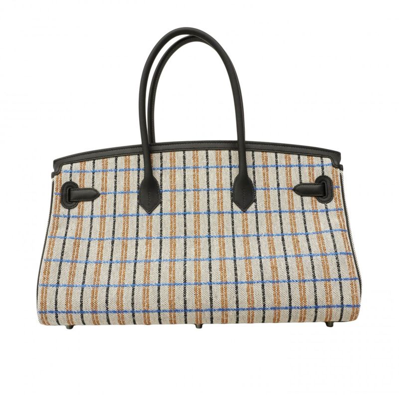 Hermes Shoulder Bag Birkin 39 Toile Ash Swift Black Silver