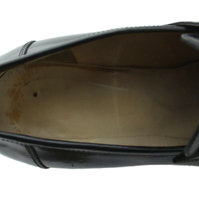Gucci Loafer Round Toe Chunky Heel Leather Horsebit 100 35.5 Black
