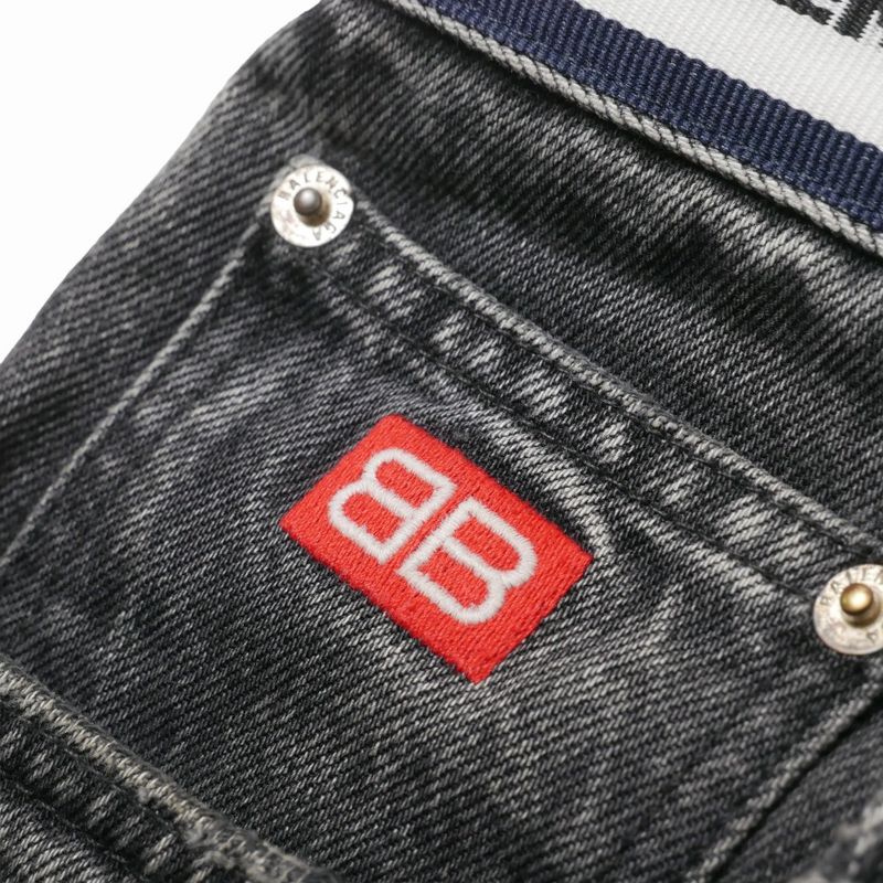 Balenciaga Denim Pants S Black Waist Logo Washed