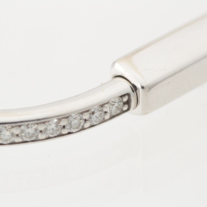 Tiffany & Co Lock Half Pave Diamond Bracelet Bangle 750 White Gold