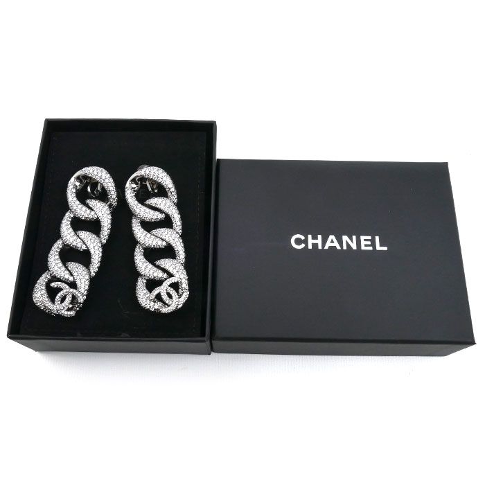 Chanel Metal CC Logo Long Earrings