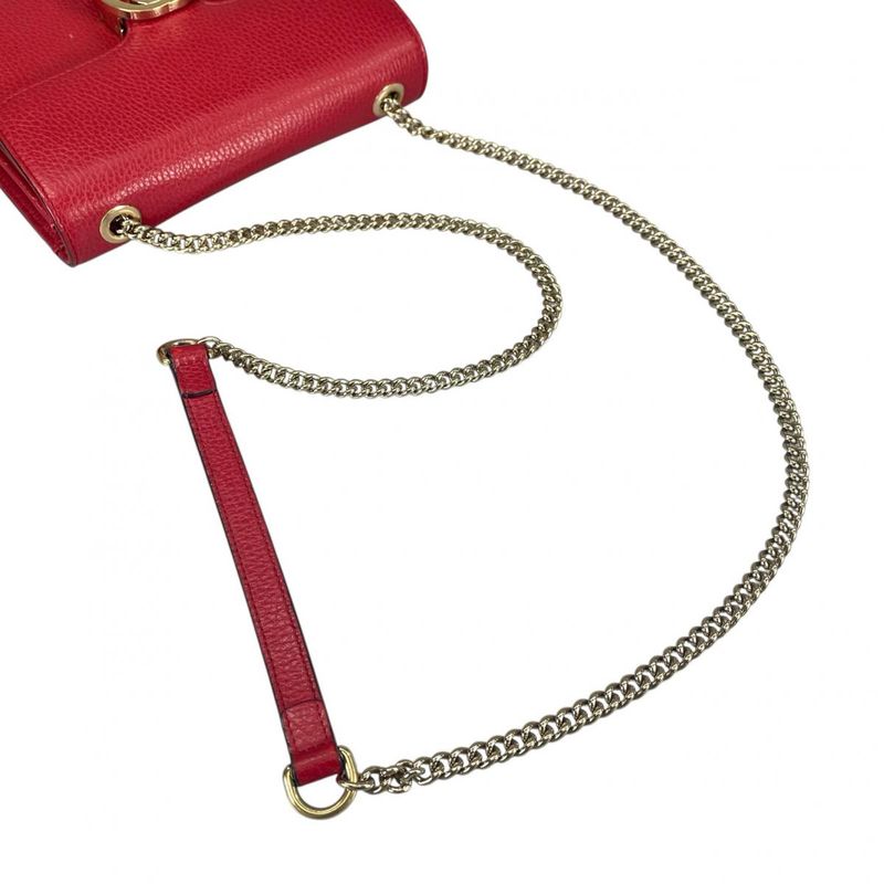 Gucci Cross Gold Chain Interlocking Red Shoulder Bag