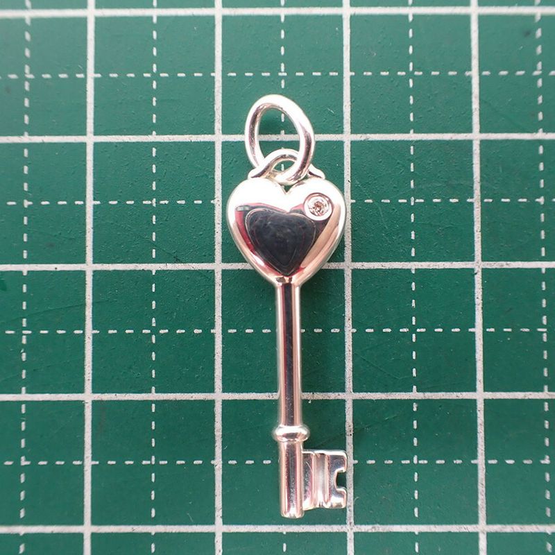 Tiffany & Co 925 Heart Key Diamond Pendant Top