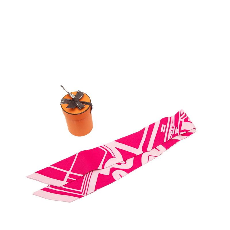 Hermes Twilly les Coupes Tattoo Coupe Tatouage Scarf Pink Silk