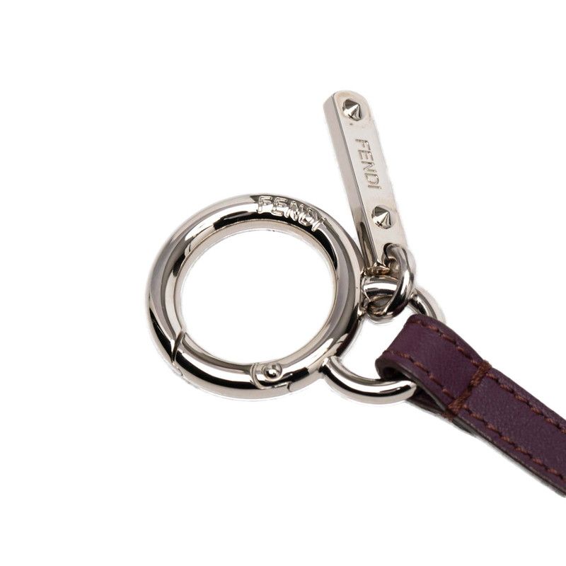 Fendi Mirror Cover Bag Charm Key Holder Multicolor Metal Leather