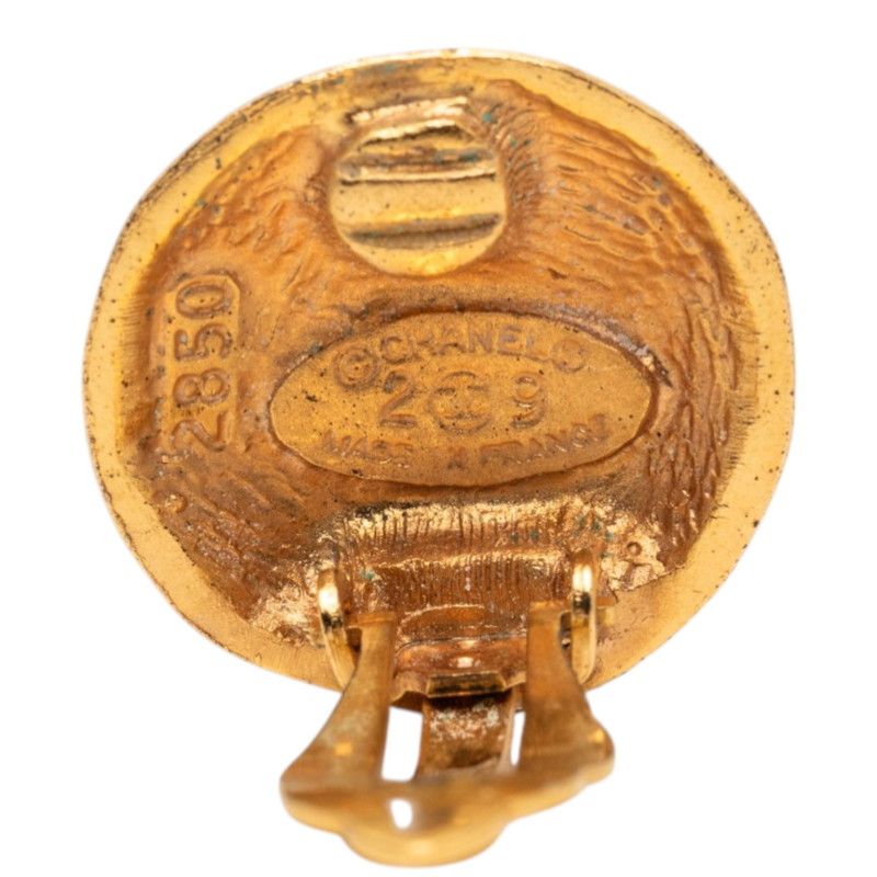 Chanel CC Logo Earrings Gold Plated