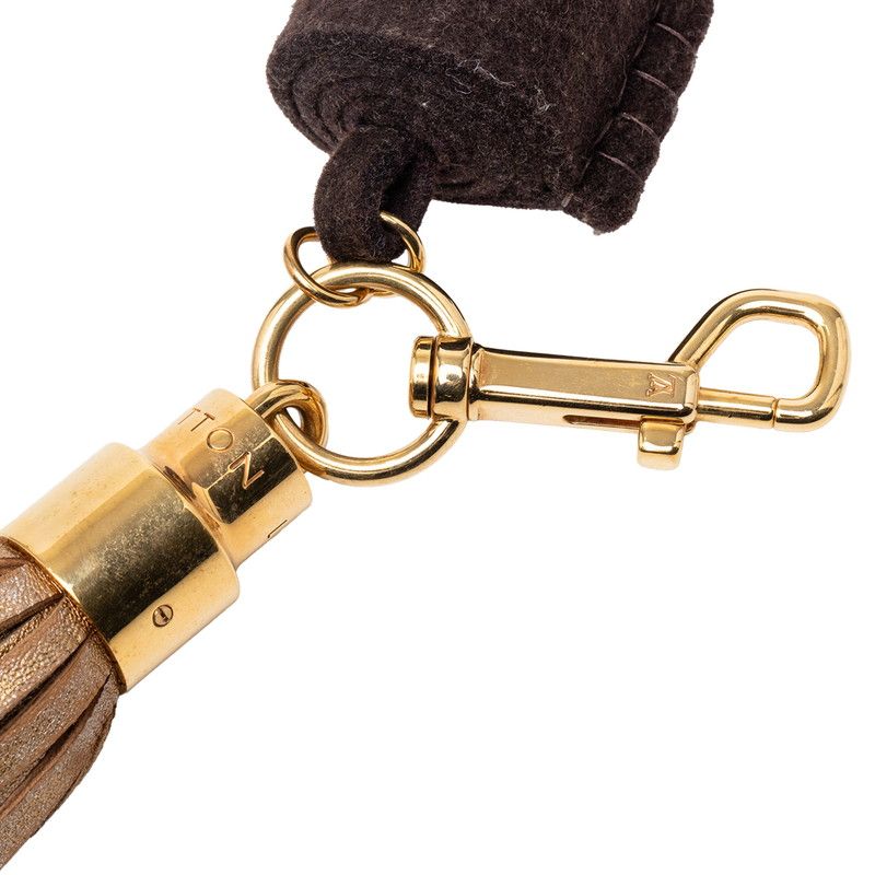 Louis Vuitton Bijou Sac Rainbow Pom Tassel Bag Charm Key Holder Gold Brown