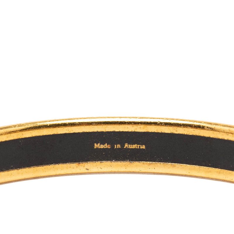 Hermes Enamel PM Cloisonne Bangle Gold Red Plated Bracelet