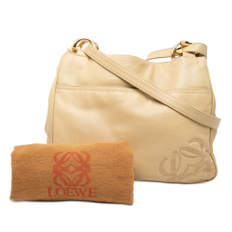 Loewe Anagram Shoulder Bag Beige Leather