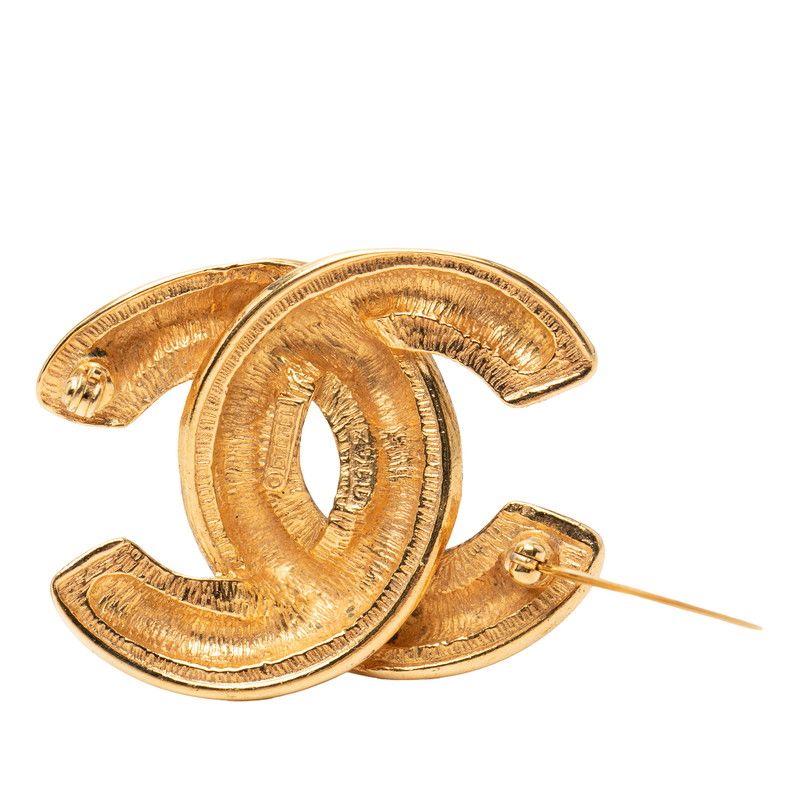 Chanel CC Logo Quilted Brooch Gold Plated
