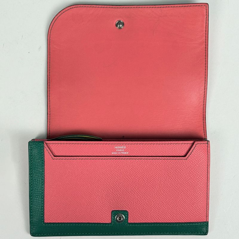 Hermes Camaille Combine Long Bifold Wallet Veau Epsom Rose Azalea