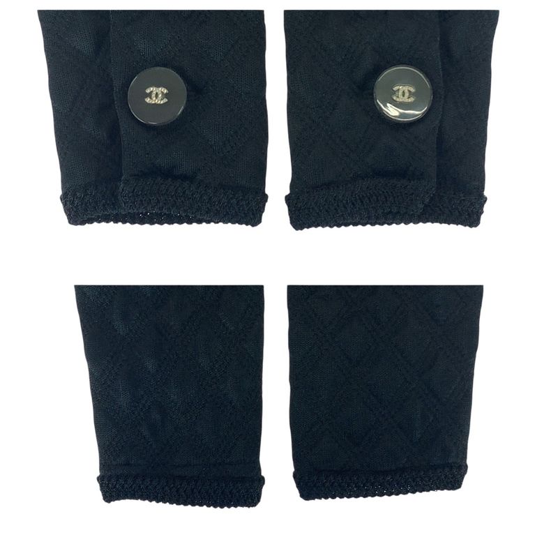 Chanel CC Logo 40 Black Silk Polyester Collarless Jacket