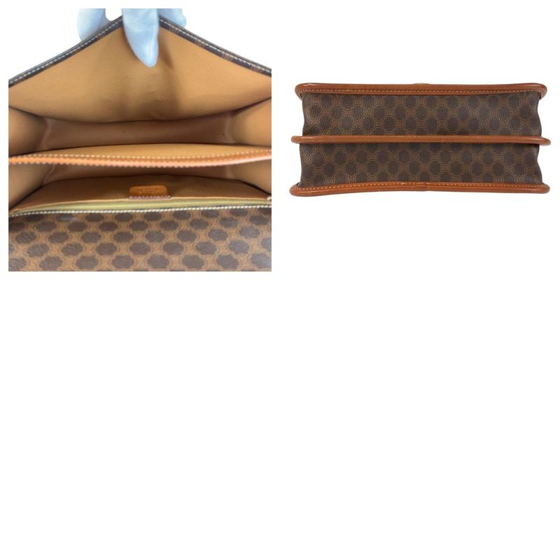 Celine Vintage Macadam Brown Gold Leather Shoulder Bag Pochette