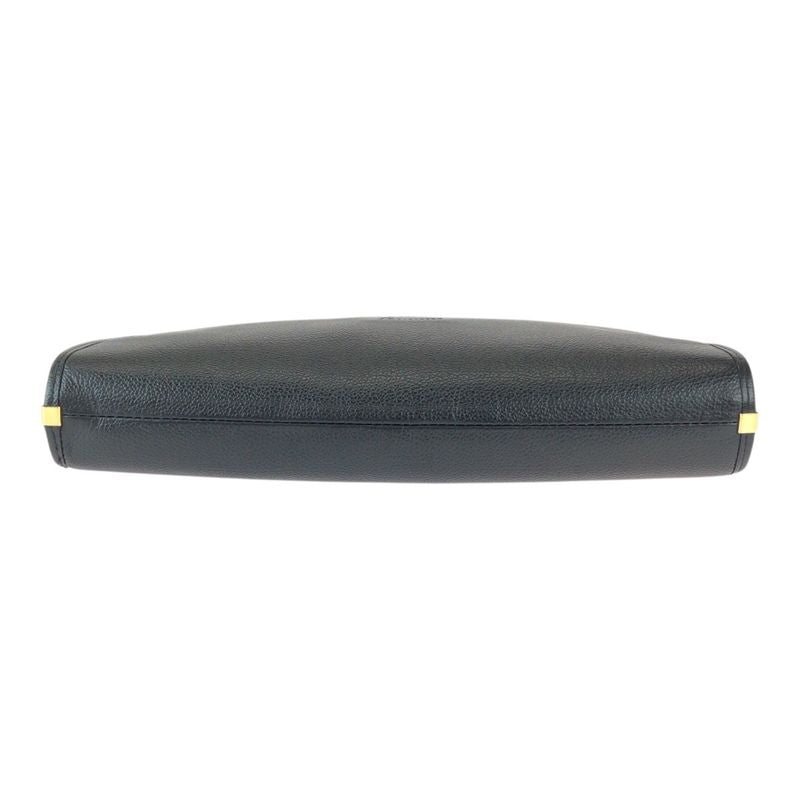 Saint Laurent Yves Vintage YSL Black Gold Leather Second Bag