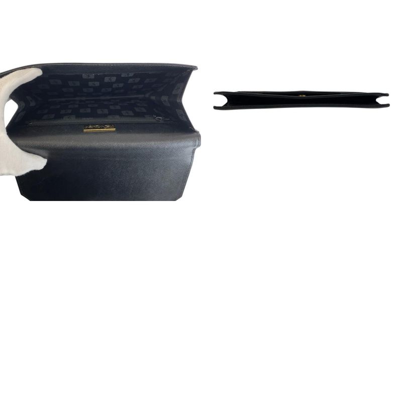 Saint Laurent Yves Vintage YSL Black Leather Clutch