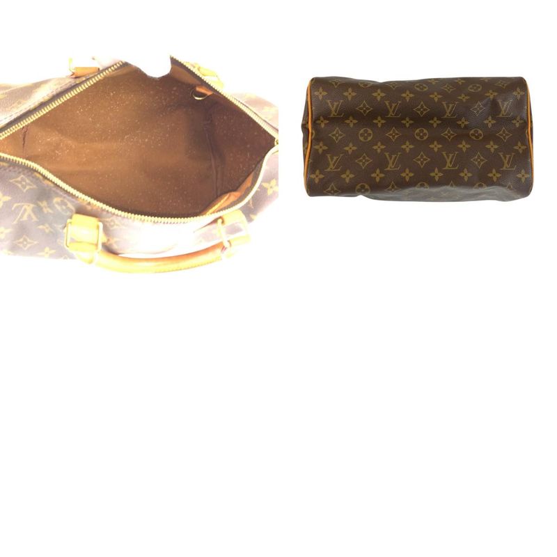 Louis Vuitton Monogram Speedy 30 Brown Gold Leather Handbag Mini