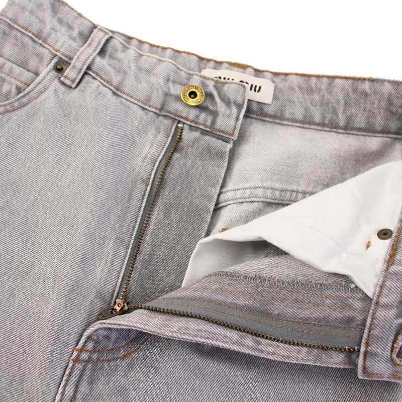 Miu Miu Miu Denim Pants Jeans Cutoff Straight Gray