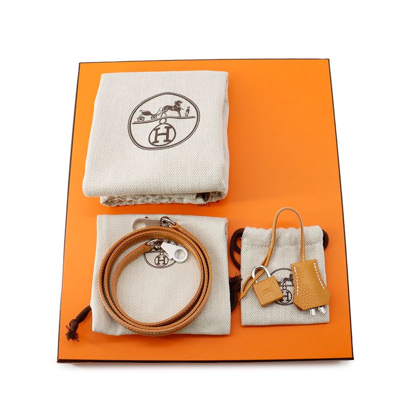 Hermes Handbag Kelly 25 Outer Sewing Natural Sable Silver Grain 2-Way