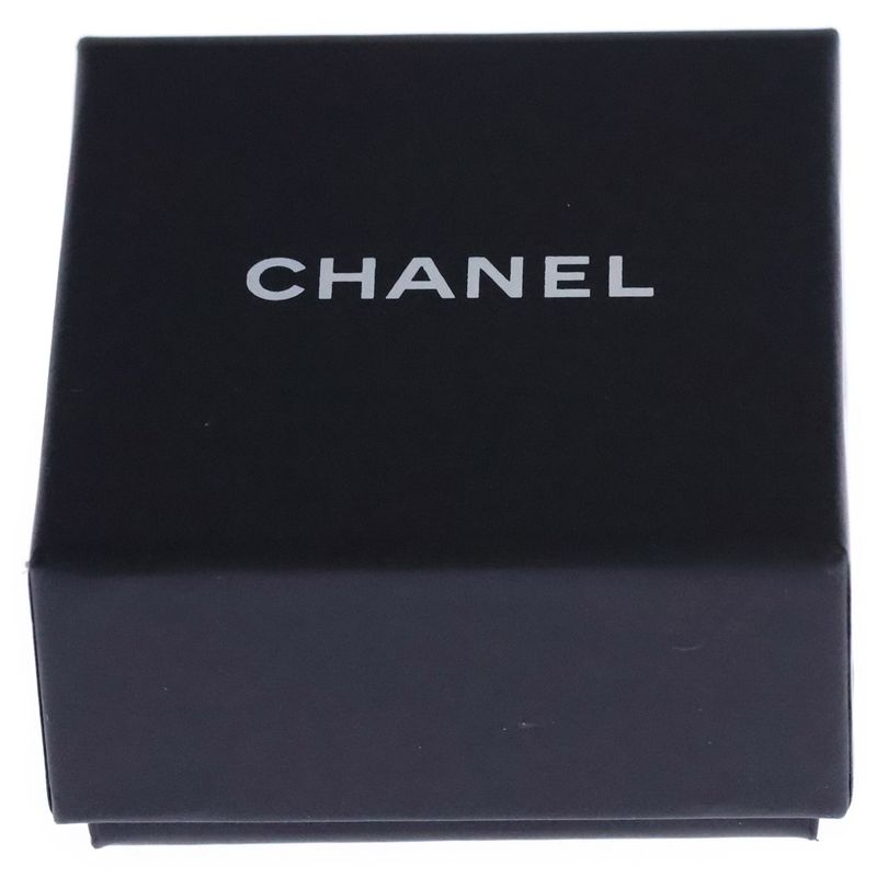 Chanel CC Logo Earrings Black Silver