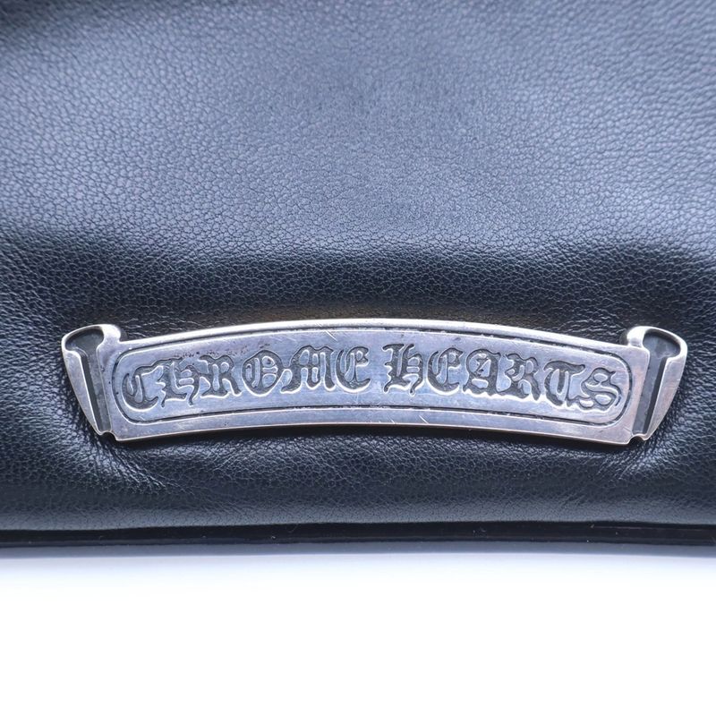 Chrome Hearts Cemetery Cross Patch Scroll Label Enamel Pouch Black