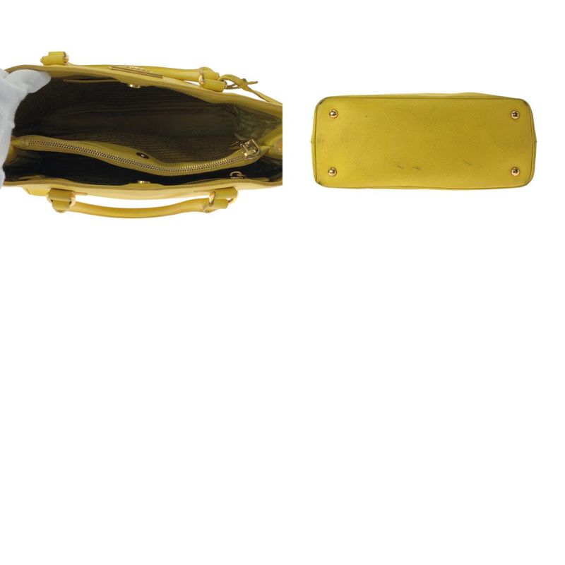 Prada Saffiano Yellow Gold Leather Shoulder Bag 2-Way