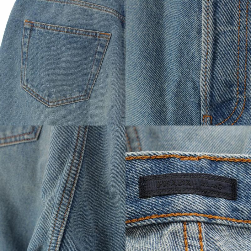 Prada Denim Triangle Logo 5 Pocket Pants Jeans Blue Indigo 34