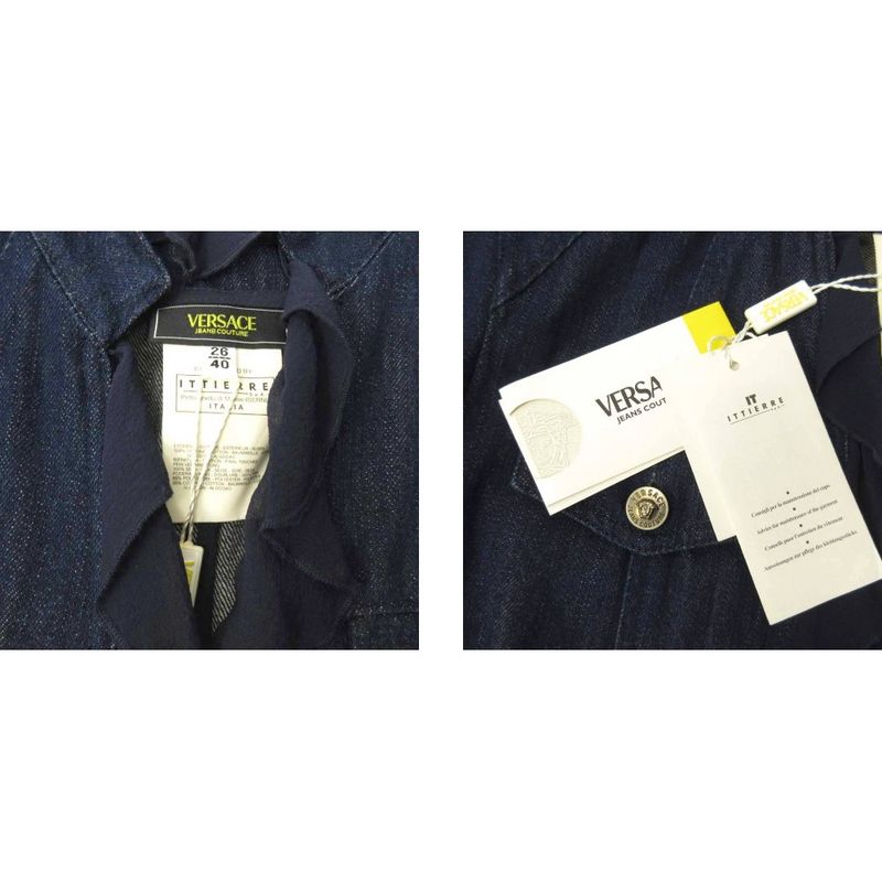 Versace Jeans Couture Set Denim Jacket Skirt Ruffle Cotton Knee Length 40
