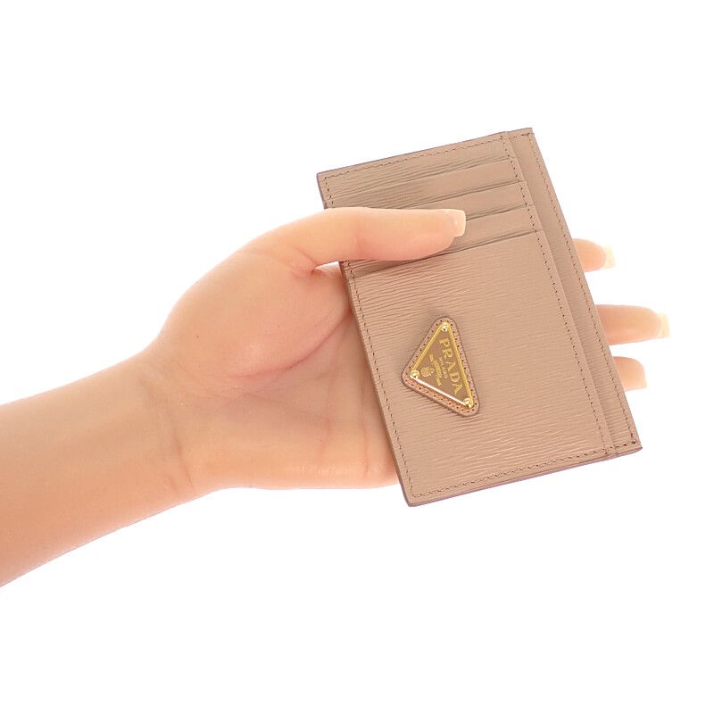 Prada Vitello Card Case Leather Cipria Gold