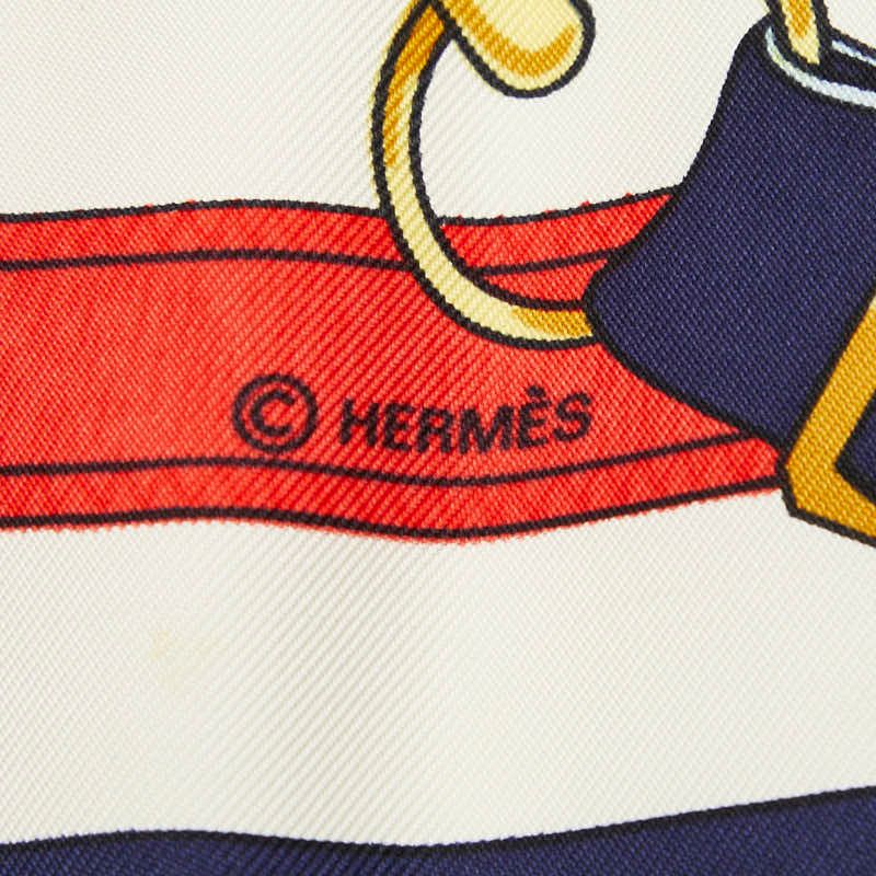 Hermes Carre 90 Eperon D'or Apron Dole Scarf Navy Multicolor