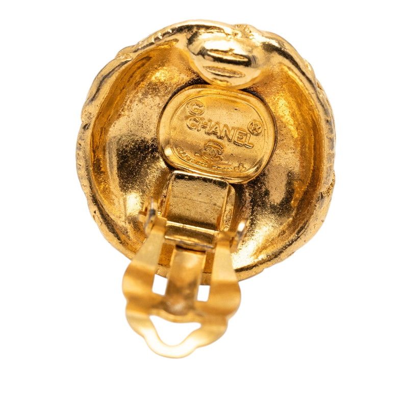 Chanel Vintage CC Logo Earrings Gold Plated