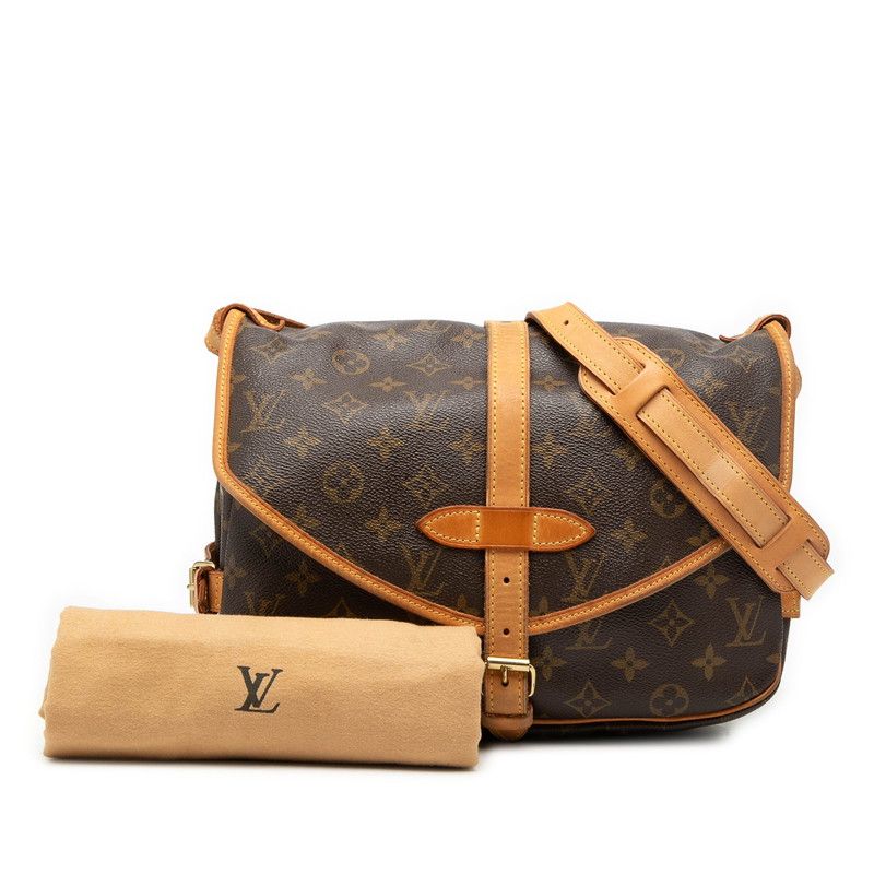 Louis Vuitton Monogram Saumur 30 Crossbody Shoulder Bag Brown Leather