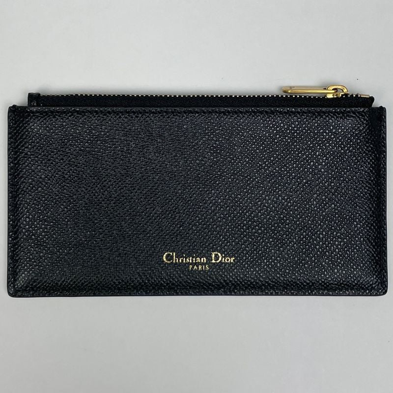 Dior Logo Chain Wallet Saddle Leather Black