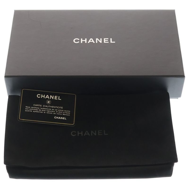 Chanel CC Logo Long Flap Wallet Black Calfskin Gold