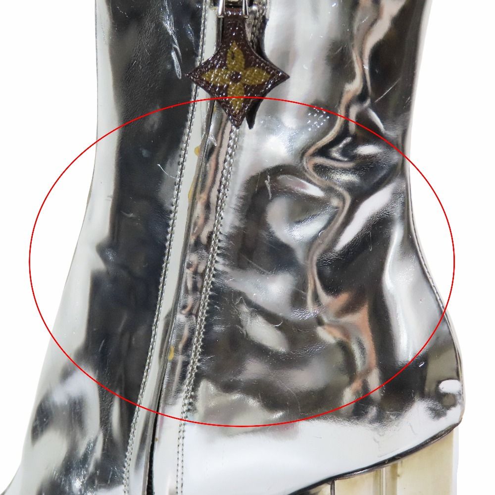 Louis Vuitton Silhouette Line Ankle Boots Metallic Floral Print Short Leather