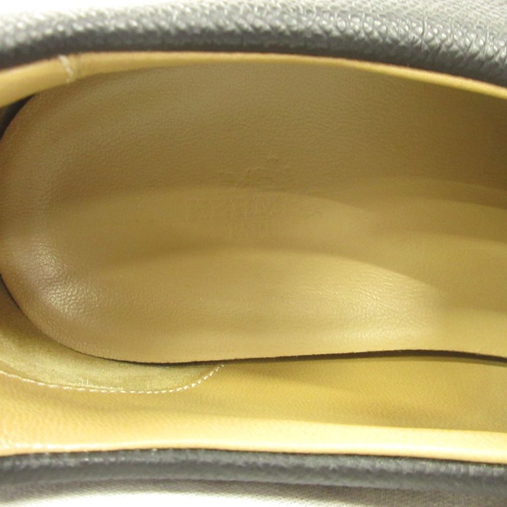 Hermes Epsom Leather Slip on Loafers Shoes Buckle 42.5 Black