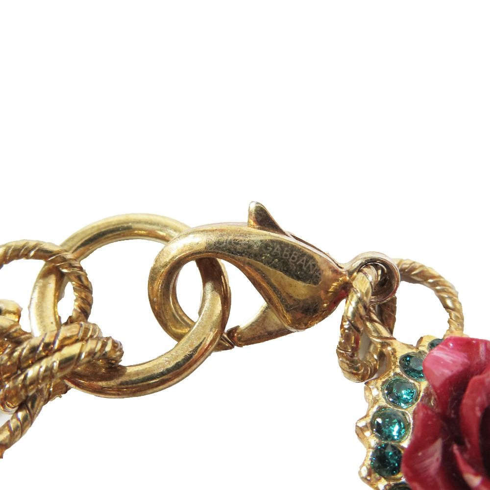 Dolce & Gabbana Bracelet Heart Rose DG Logo Chain Line Stone