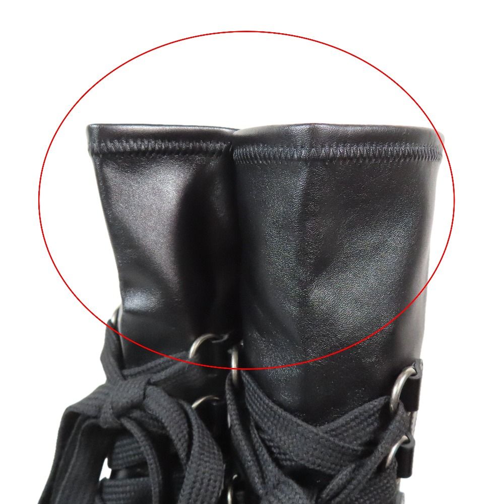 Dior Leather Boots Lace Up Logo Print Shoes 37 Black