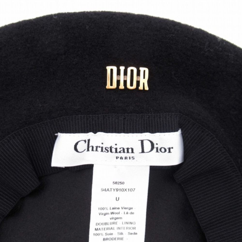 Dior Beret Hat Virgin Wool Felt Gradient Color Cap Hat Black Gray Loafer