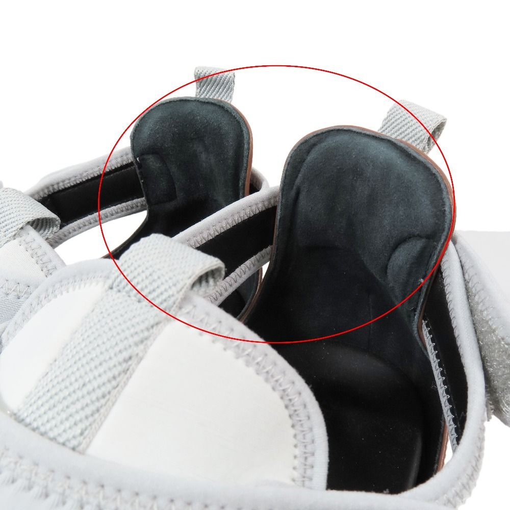 Hermes Giorno Sandals Shoes Technical Jersey Velcro 44 Gray Black