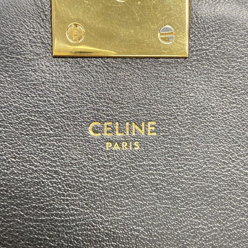Celine Shoulder Bag C Black Beige Chain Quilted