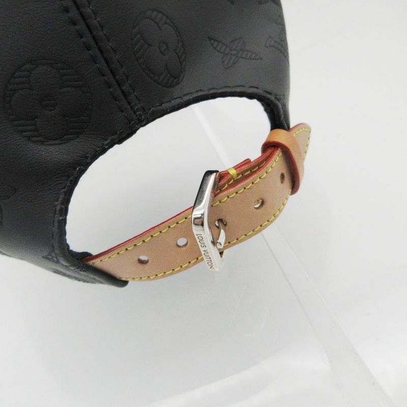 Louis Vuitton Cap Monogram Shadow Leather Hat Black