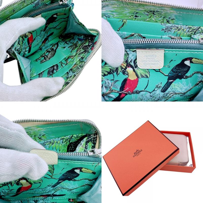 Hermes Coin Card Case Purse Leather Bifold Wallet White