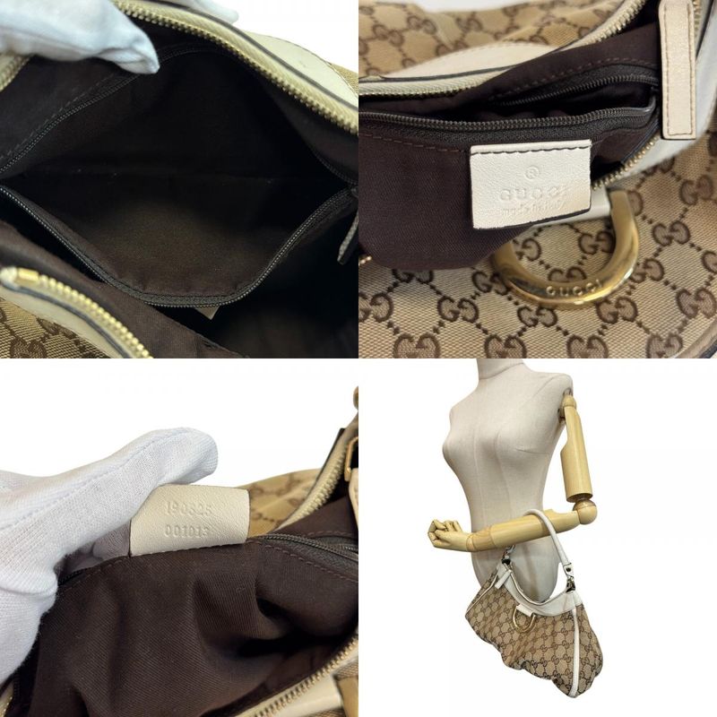 Gucci GG Pattern Shoulder Abbey Canvas Handbag Beige