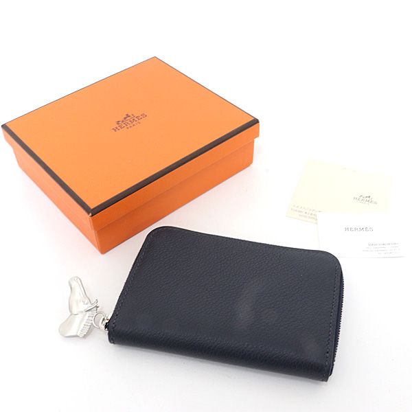 Hermes Card Case Zip Azap Cheval Color Brown Nuit Horse