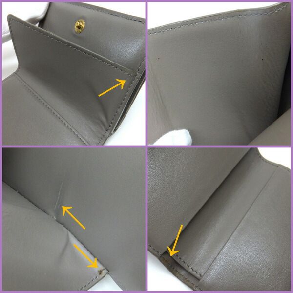 Celine Small Trifold Wallet Leather Gray Gold