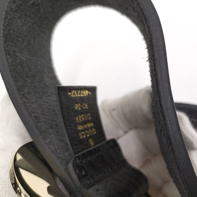 Gucci Holeless Belt Heart Buckle Leather Black