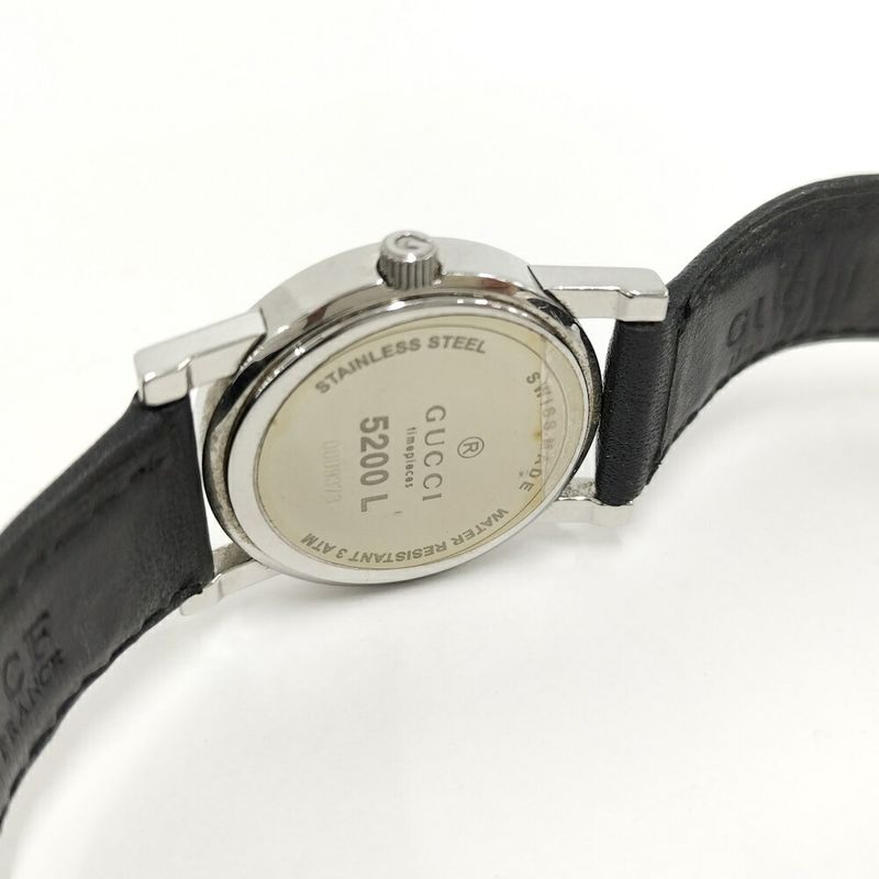 Gucci Watch SS Quartz Leather Black Dial